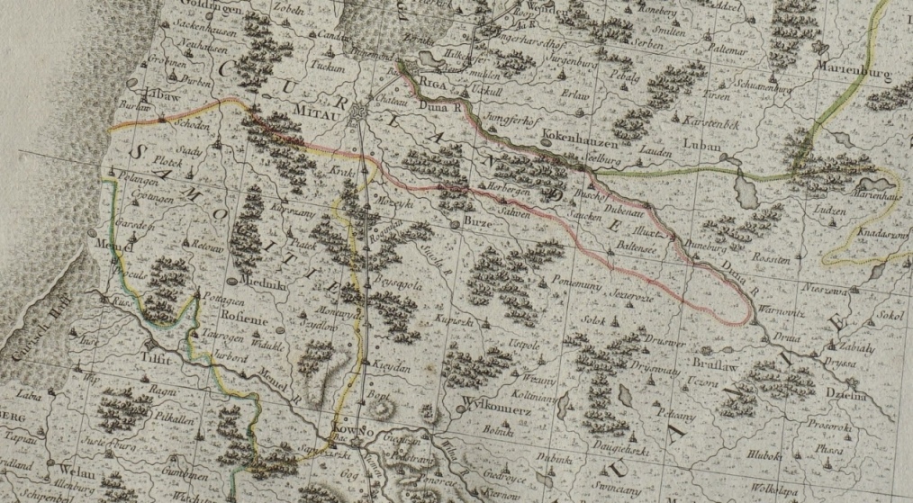 1768 m. J. Chappe dAuteroche žemėlapio dalis